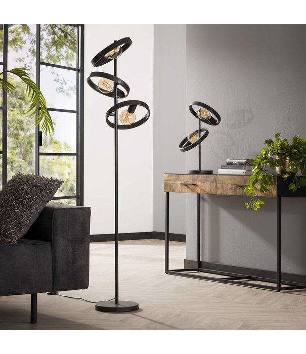 Duverger® Beam - Vloerlamp - rond - metaal - zwart - 3 lichtpunten