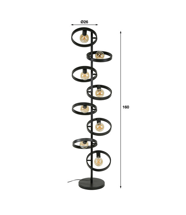 Duverger® Beam - Vloerlamp - rond - metaal - zwart - 8 lichtpunten