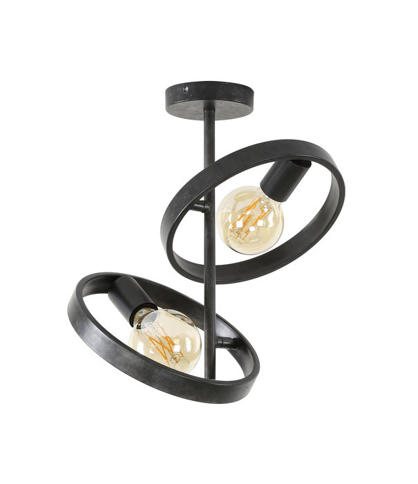 Duverger® Beam - Lampe suspendue - ronde - métal - noir - 2 points lumineux