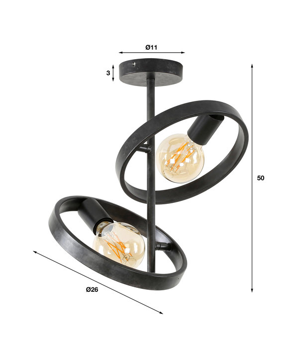 Duverger® Beam - Hanglamp - rond - metaal - zwart - 2 lichtpunten