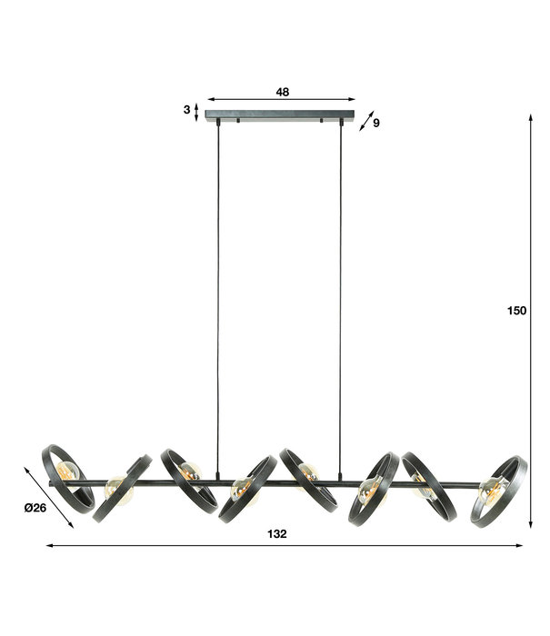 Duverger® Beam - Hängelampe - rund - Metall - schwarz - 8 Lichtpunkte