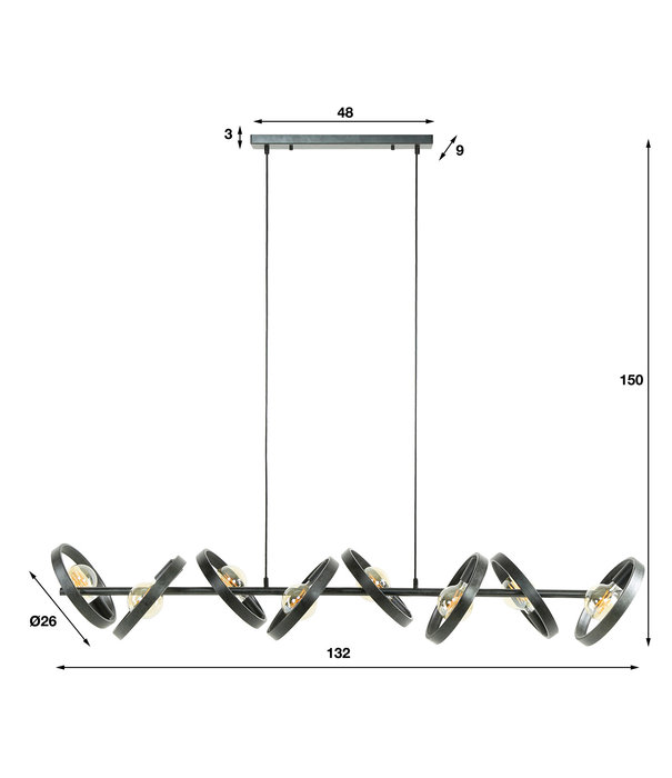 Duverger® Beam - Lampe suspendue - ronde - métal - noir - 8 lumières