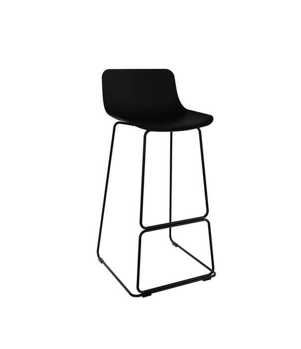 Duverger® Stool - Barstoelen - set van 4 - zithoogte 72cm - polypropyleen - zwart - stalen poten