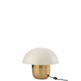 Toadstool - Tafellamp - paddenstoelvorm - klein - wit - goud - ijzer - 1 lichtpunt