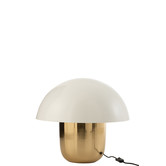 Toadstool - Tafellamp - paddenstoelvorm - groot - wit - goud - ijzer - 1 lichtpunt