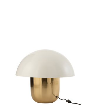 Toadstool - Tafellamp - paddenstoelvorm - groot - wit - goud - ijzer - 1 lichtpunt