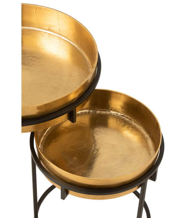 Duverger® Djembe - Bijzettafels - Set van 2 - aluminium - goud - zwart - omkeerbaar