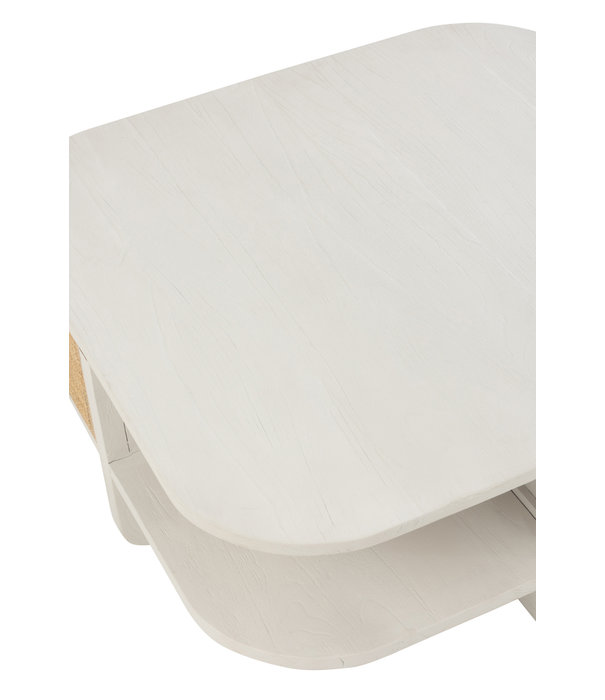 Duverger® Rotan - Table basse - bois - rotin - carré - blanc - naturel - pieds en U