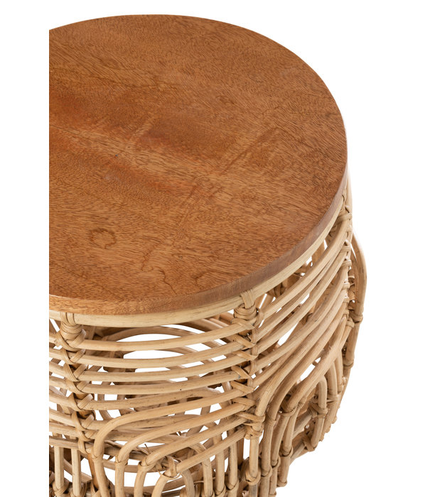 Duverger® Reed - Beistelltische - 2er Set - Holz - Rattan - abnehmbare Platte