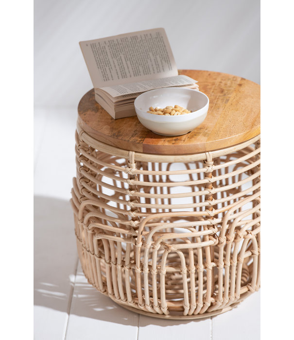 Duverger® Reed - Beistelltische - 2er Set - Holz - Rattan - abnehmbare Platte