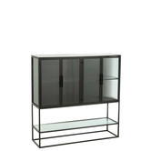 Glass Metal - Buffetkast - glas - metaal - zwart - 4 deuren - 1 nis