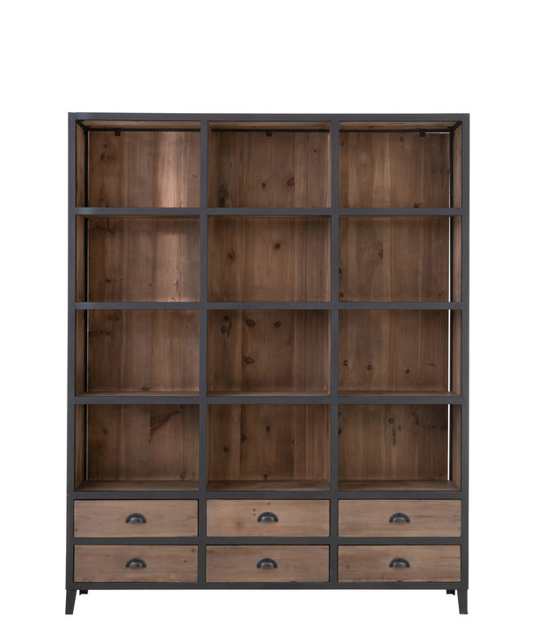 Duverger® Magnum Opus - Bibliotheksschrank - Holz - Metall - 12 Fächer - 6 Schubladen