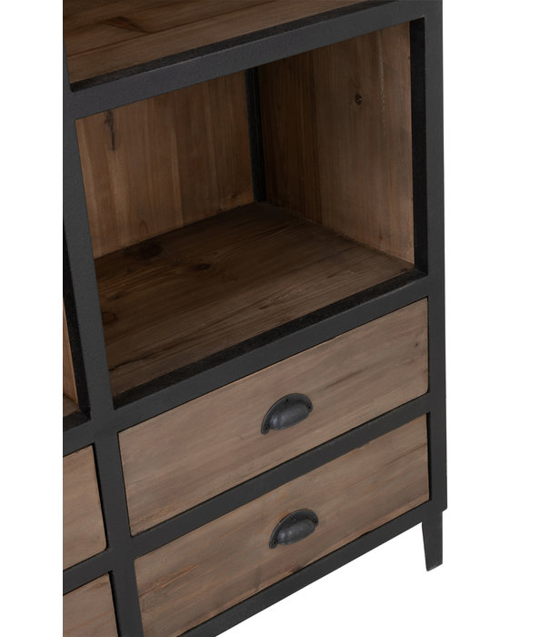 Duverger® Magnum Opus - Bibliotheksschrank - Holz - Metall - 12 Fächer - 6 Schubladen