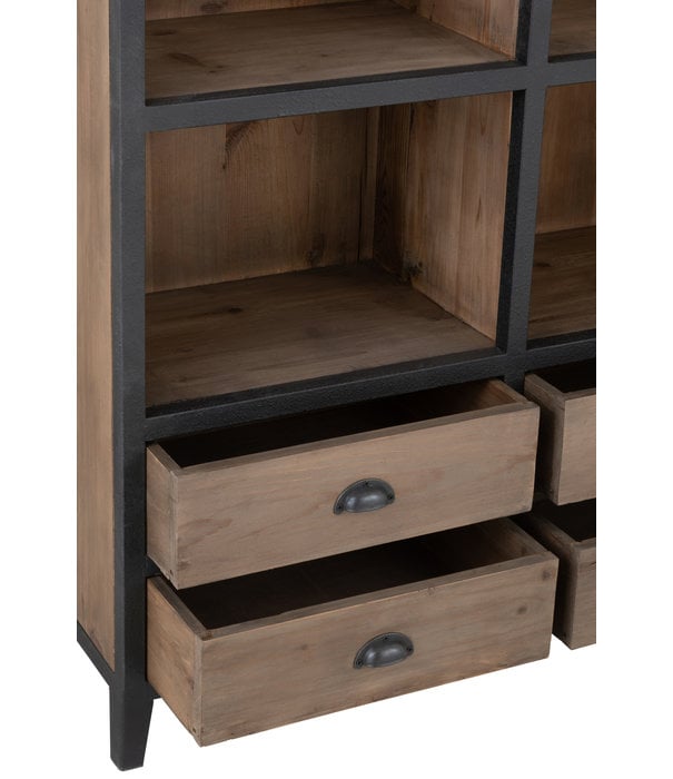 Duverger® Magnum Opus - Bibliotheksschrank - Holz - Metall - 12 Fächer - 6 Schubladen