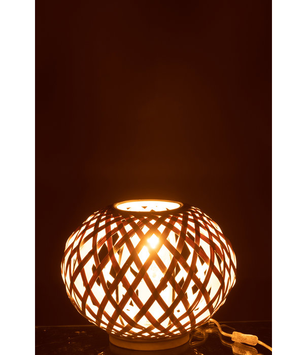 Duverger® Bambusa - Lampe à poser - ronde - bambou - blanc - 1 point lumineux