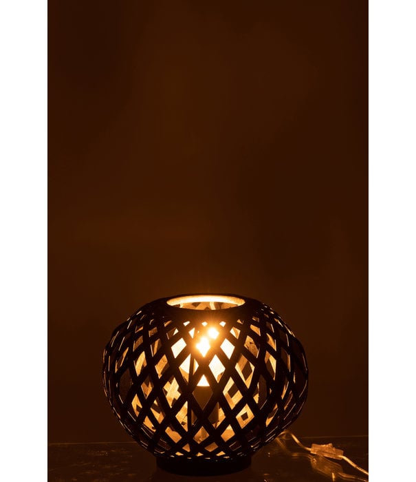 Duverger® Bambusa - Tafellamp - rond - bamboe - zwart - 1 lichtpunt