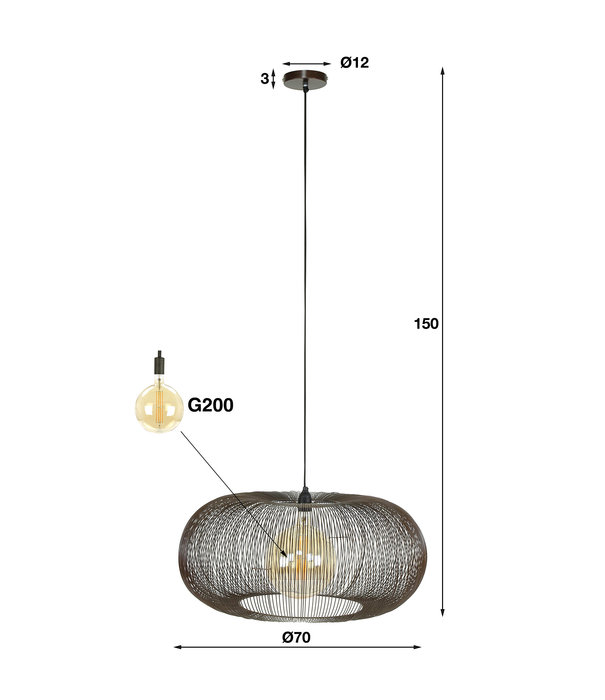 Duverger® Filter - Lampe suspendue - métal - forme disque - points de soudure dorés - 1 point lumineux