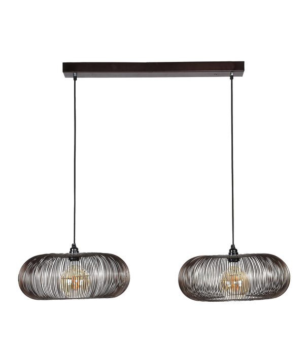 Duverger® Filter - Hanglamp - metaal - diskvorm - gouden soldeerplekken - 2 lichtpunten