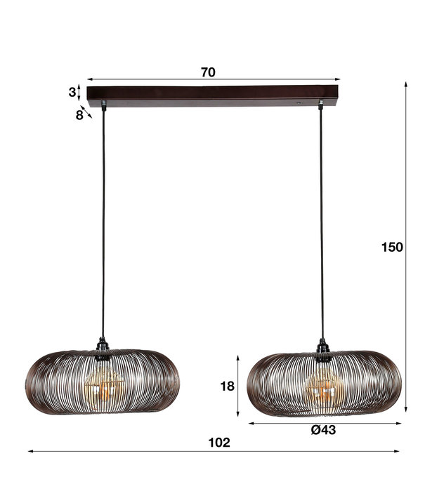 Duverger® Filter - Lampe suspendue - métal - forme disque - points de soudure dorés - 2 points lumineux