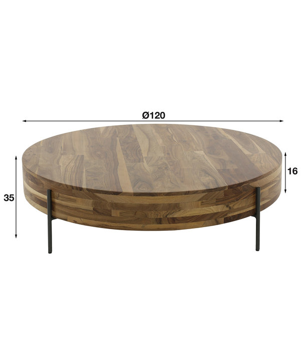 Duverger® Cask - Table basse - ronde - Ø120 - Saja - 4 pieds - métal