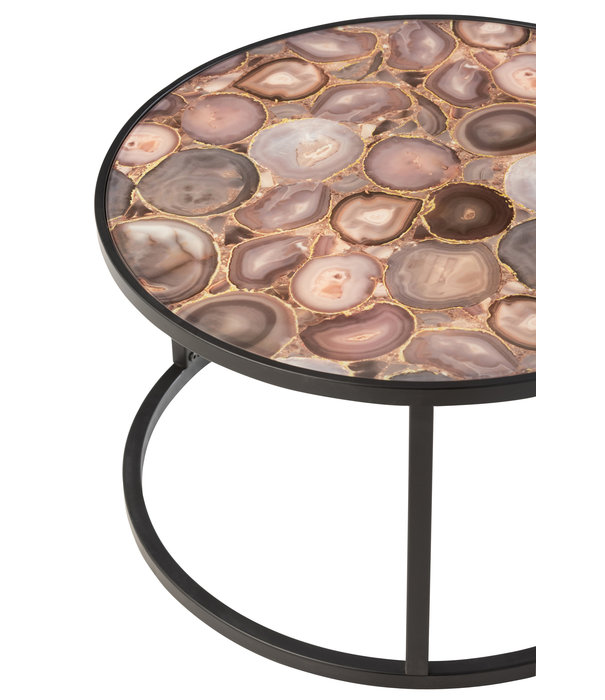 Duverger® Brick - Table d'appoint - ronde - mosaïque - verre - métal - noir