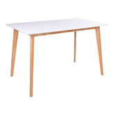 Gummi - Eettafel - rechthoekig - MDF - wit - rubberhout - naturel