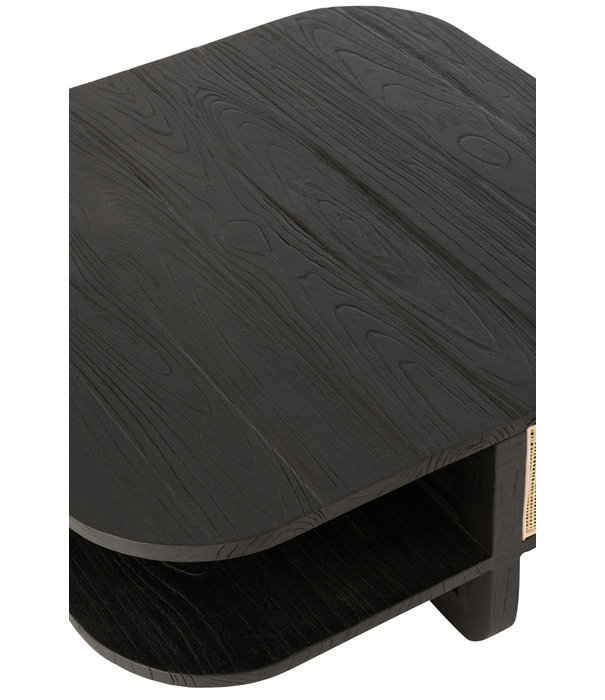 Duverger® Rotan - Table basse - bois - rotin - carré - noir - naturel - pieds en U