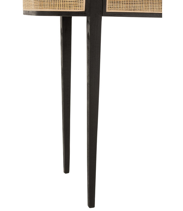 Duverger® Rotan - Table d'appoint - bois - rotin - noir - naturel - 2 tiroirs - 4 pieds hauts