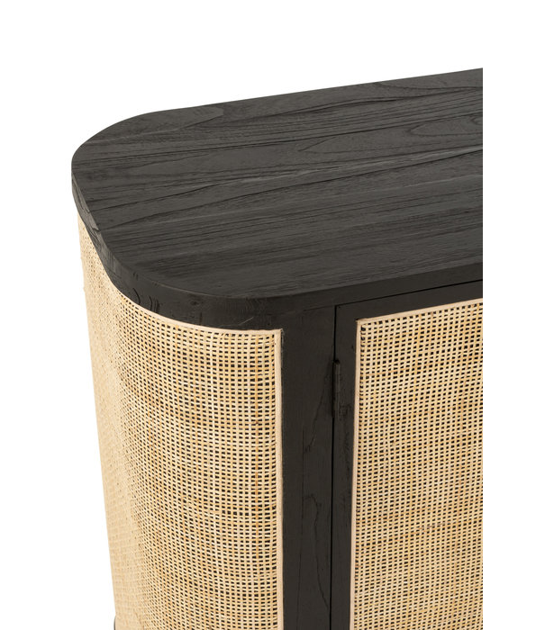 Duverger® Rotan - Meuble de rangement - bois - rotin - carré - noir - naturel - 2 portes
