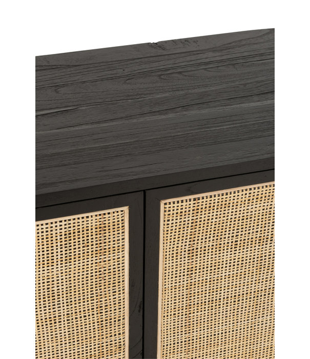 Duverger® Rotan - Aufbewahrungsschrank - Holz - Rattan - quadratisch - schwarz - natürlich - 2 Türen