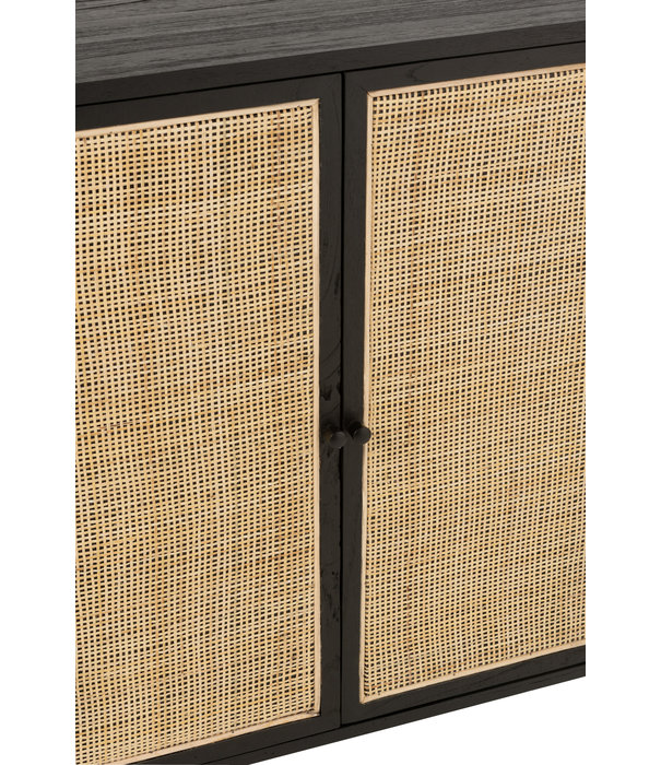 Duverger® Rotan - Aufbewahrungsschrank - Holz - Rattan - quadratisch - schwarz - natürlich - 2 Türen