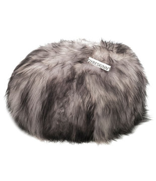 Woolly Pouf - Pouf - fourrure animale - mouton - gris mélangé - rond - Ø60