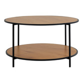 Scanditable - Table basse - ronde - panneau de particules - aspect chêne - châssis acier - noir
