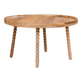 Chalet - Table basse - ronde - manguier naturel - 4 pieds design - bord relevé