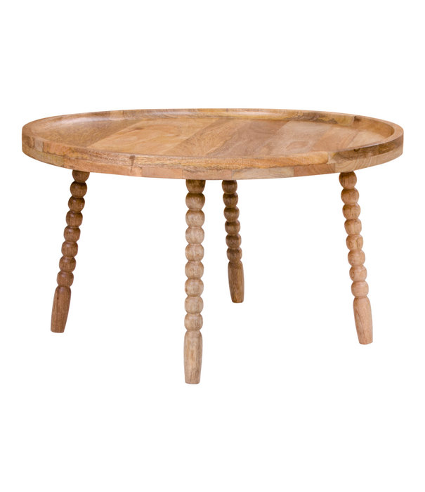 Duverger® Chalet - Table basse - ronde - manguier naturel - 4 pieds design - bord relevé