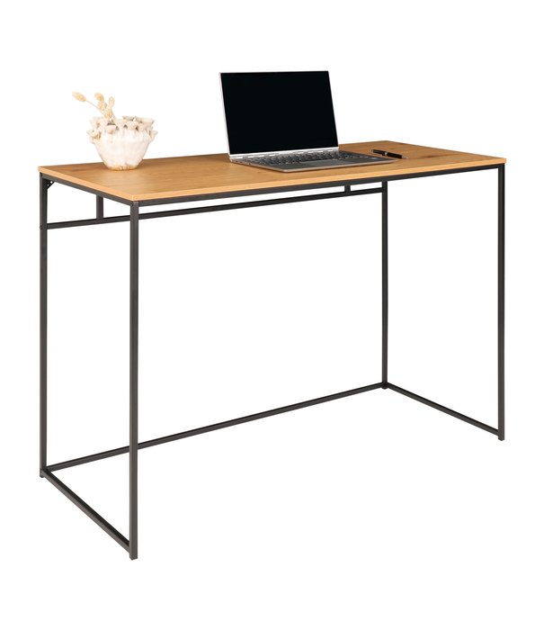 Duverger® Scandidesk - Bureau - panneau de particules - aspect chêne - châssis acier - noir