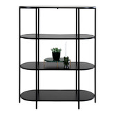 Scandirack - Regal - Spanplatte - schwarz - Stahlrahmen - 4 Fächer – oval
