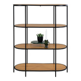Scandirack - Rek - spaanplaat - eikenlook - stalen frame - 4 schappen - ovaal