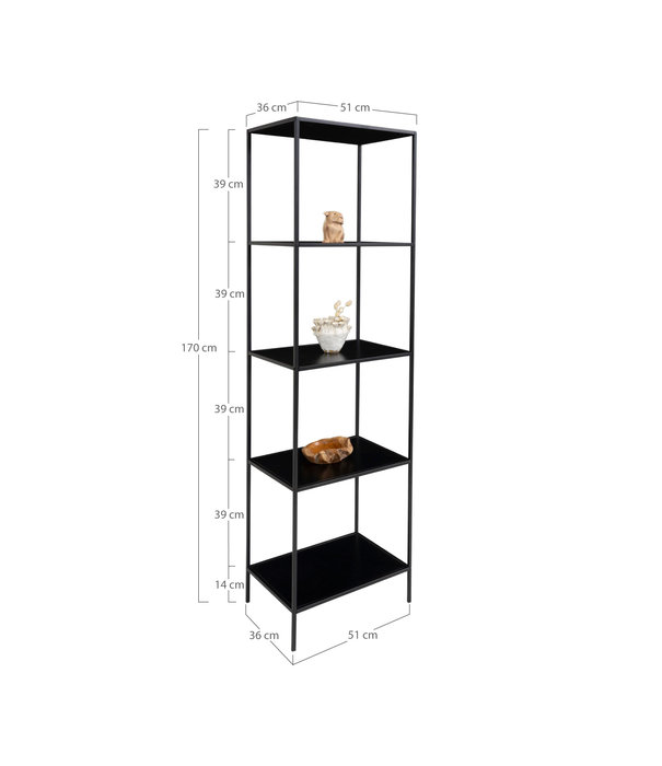 Duverger® Scandirack - Rack - aggloméré - noir - châssis acier - 5 étagères - petit