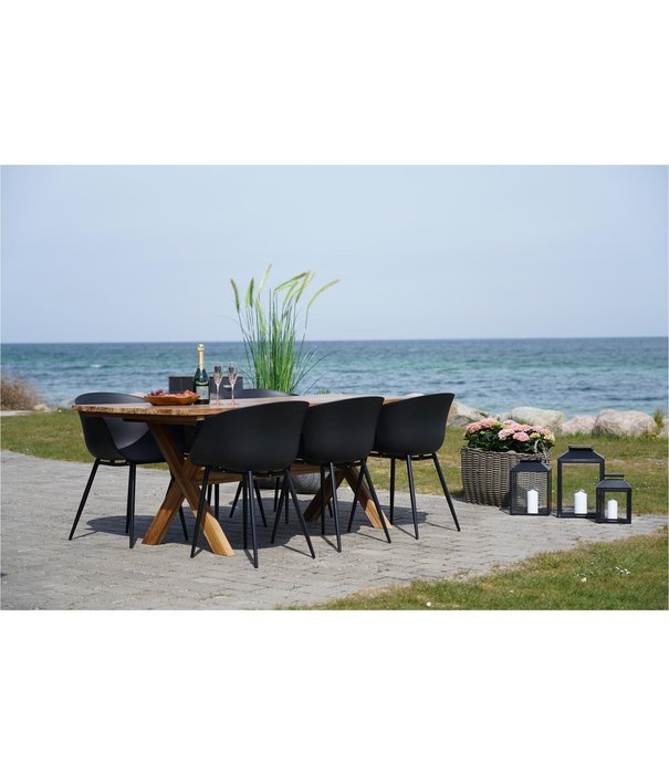 Duverger® Basin - Chaise de salle à manger - lot de 2 - polypropylène - noir - pieds noirs - acier