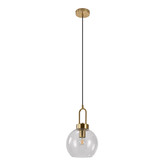 Pendant - Lampe suspendue - boule - verre clair - cuivre - 1 point lumineux