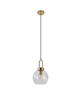 Pendant - Lampe suspendue - boule - verre clair - cuivre - 1 point lumineux