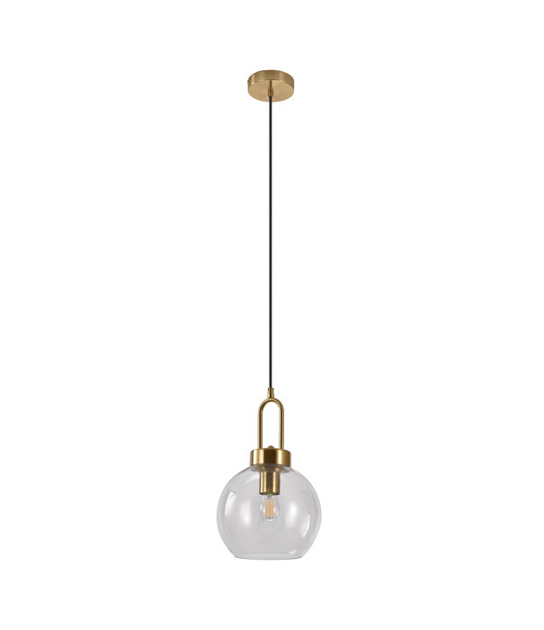 Duverger® Pendant - Hanglamp - bol - helder glas - koper - 1 lichtpunt