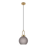 Pendant - Lampe suspendue - boule - verre fumé - cuivre - 1 point lumineux