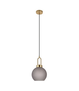 Pendant - Lampe suspendue - boule - verre fumé - cuivre - 1 point lumineux