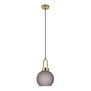 Pendant - Lampe suspendue - boule - verre fumé - cuivre - 1 point lumineux