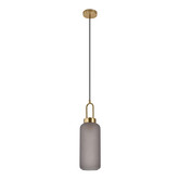 Pendant - Hanglamp - cilinder - gerookt glas - koper - 1 lichtpunt