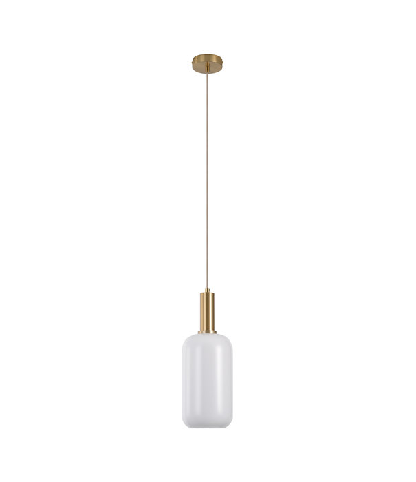 Duverger® Faberge - Hanglamp - cilinder - wit - glas - koper - 1 lichtpunt