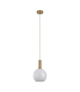 Faberge - Hanglamp - rond - wit - glas - koper - 1 lichtpunt