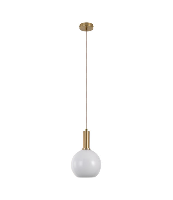 Duverger® Faberge - Lampe suspendue - ronde - blanc - verre - cuivre - 1 point lumineux